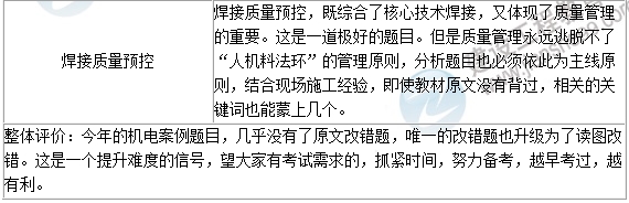 2016年一級建造師《機(jī)電工程》試題點評