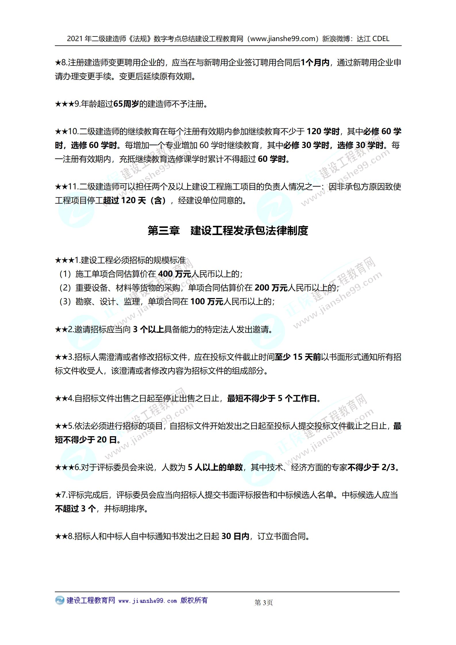 2021年二級建造師法規(guī)科目數(shù)字考點總結_03 2021年二級建造師法規(guī)科目數(shù)字考點總結_03