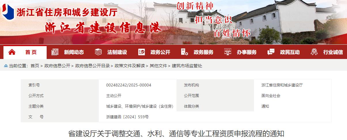 省建設廳關于調整交通、水利、通信等專業(yè)工程資質申報流程的通知