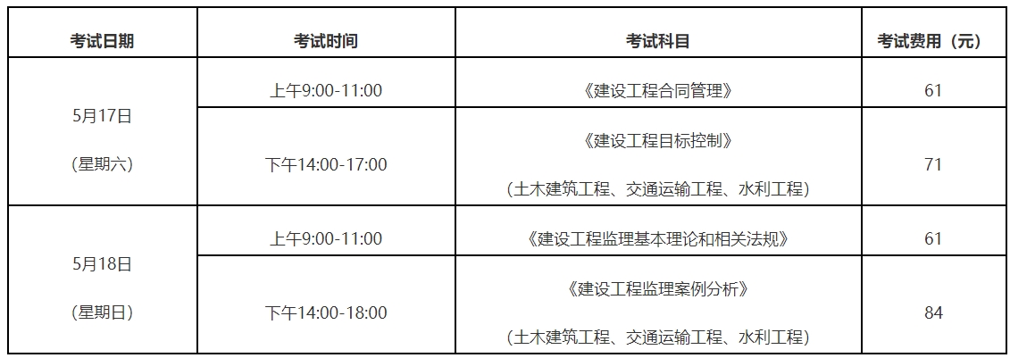 監(jiān)理考試時間 監(jiān)理考試時間